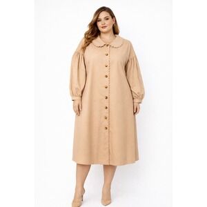 NWT Kika Vargas x Target Beige Scalloped Collar Midi Lightweight Jacket Size 4X